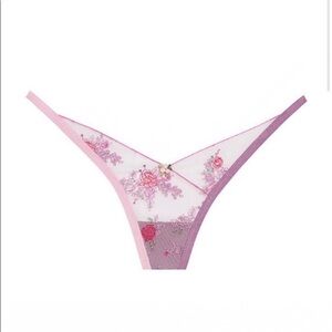 New! For Love & Lemons Rose Bloom floral thong panty purple red 31323